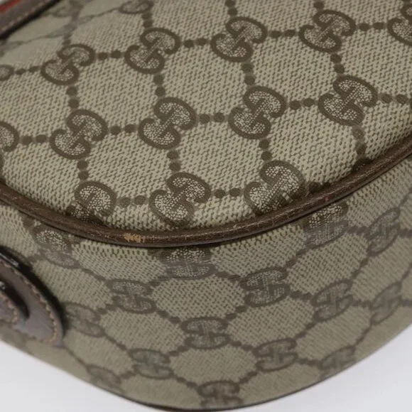 GUCCI GG Supreme Web Sherry Line Bag PVC Beige Gold 001 123 0918 Auth 115011 Shoulder Bags